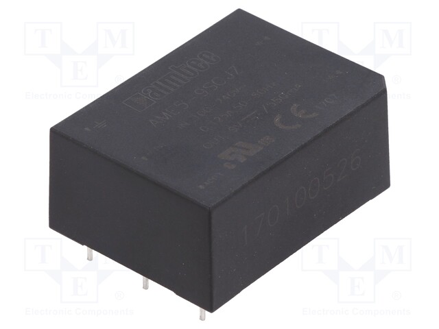 Converter: AC/DC; 5W; Uout: 9VDC; Iout: 0.55A; 77%; Mounting: PCB