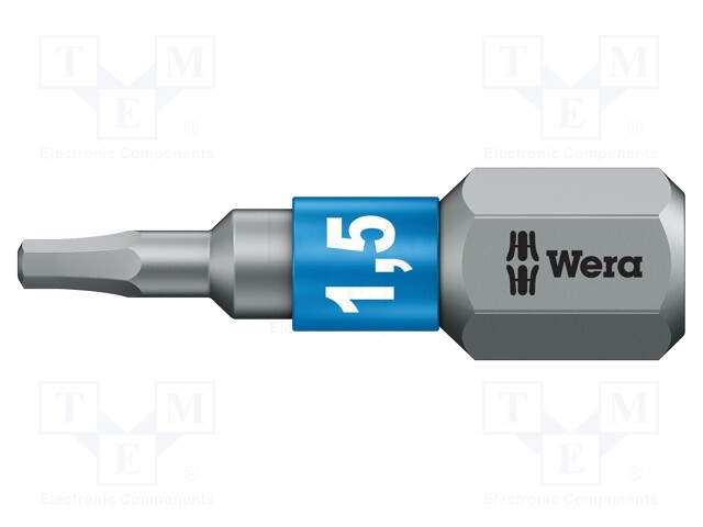 Screwdriver bit; Allen hex key; HEX 1,5mm; Overall len: 25mm