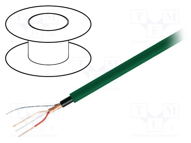 Wire: microphone cable; 1x2x0,22mm2; green; OFC; LSZH; -15÷70°C