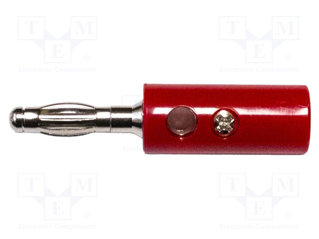 Plug; 4mm banana; 15A; 1kVAC; red; with 4mm transversal socket