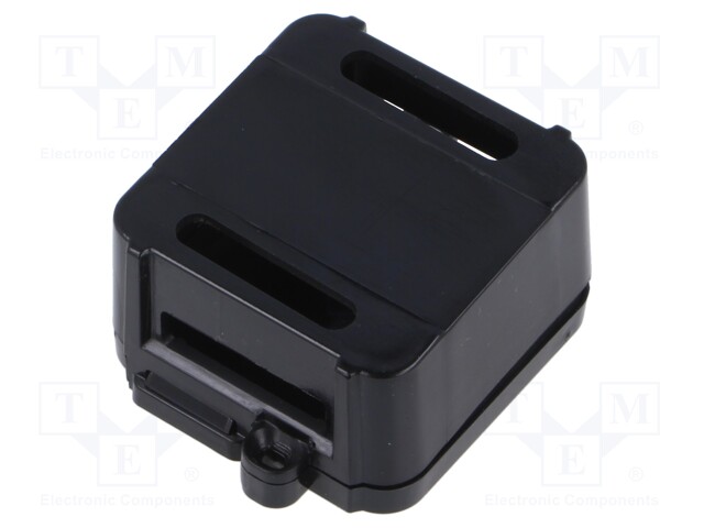 Enclosure: junction box; X: 44.4mm; Y: 57.2mm; Z: 25mm; black