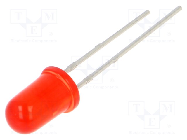 LED; 5mm; red; 100mcd; 30°; 20mA; 2.4V; Front: convex