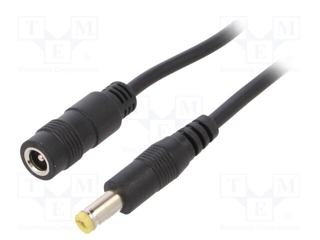 Cable; DC 5,5/2,1 plug,DC 5,5/2,1 socket; straight; 0.5mm2; 4m