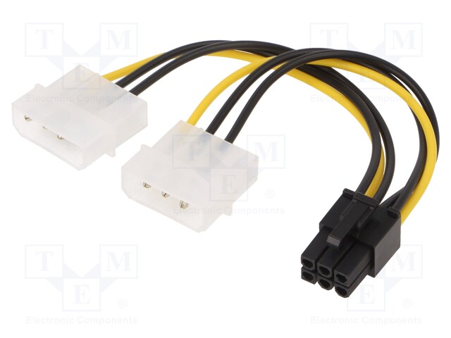 Cable: mains; Molex male x2,PCIe 6pin female; 0.15m