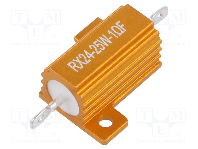 Resistor: wire-wound; with heatsink; 1Ω; 25W; ±1%; 50ppm/°C; 18.6mm