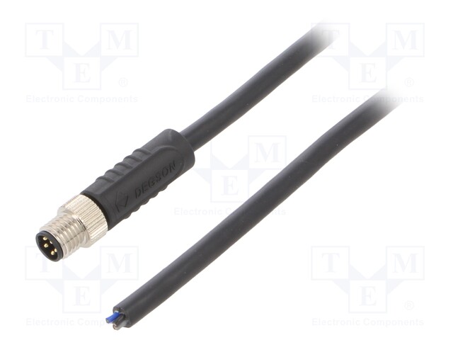 Connector: M8; male; PIN: 5; straight; plug; 3A; 30V; IP65/IP67; 1m