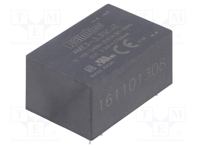 Converter: AC/DC; 3W; Uout: 3.3VDC; Iout: 0.7A; 66%; Mounting: PCB