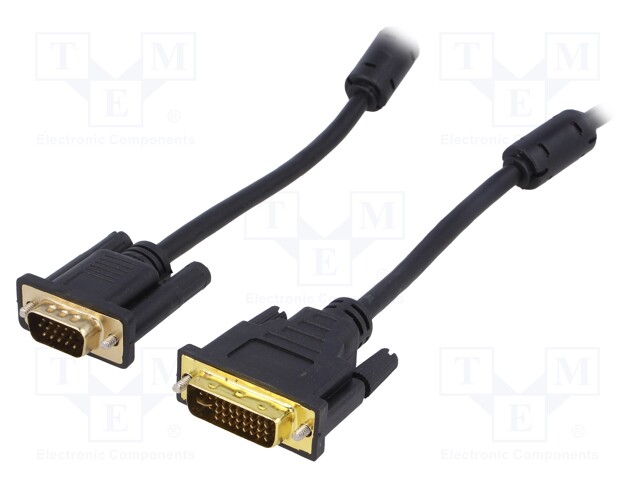 Cable; D-Sub 15pin HD plug,DVI-I (24+5) plug; 1.8m; black