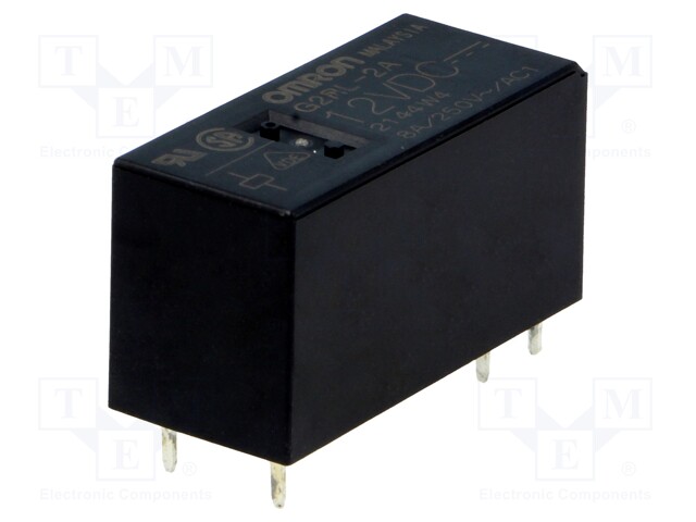 Relay: electromagnetic; DPST-NO; Ucoil: 12VDC; 8A/250VAC; 8A/24VDC