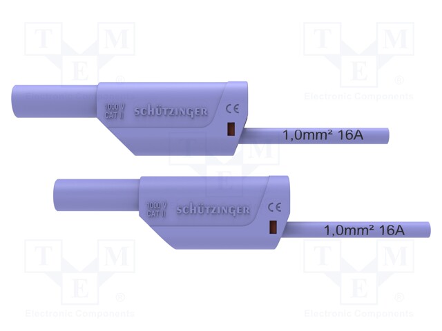 Test lead; 16A; banana plug 4mm,both sides; Urated: 1kV; violet