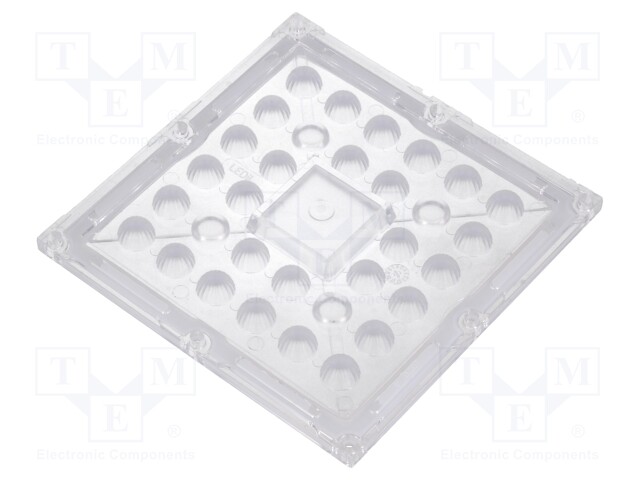 LED lens; square; Mat: PMMA plexiglass; transparent; H: 9.5mm