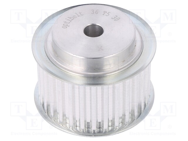 Belt pulley; T5; W: 25mm; whell width: 36mm; Ø: 46.95mm; aluminium