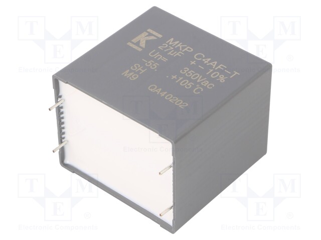 AC Film Capacitor, 27 µF, 350 VAC, Metallized PP, ± 10%, C4AF Series, Radial Box