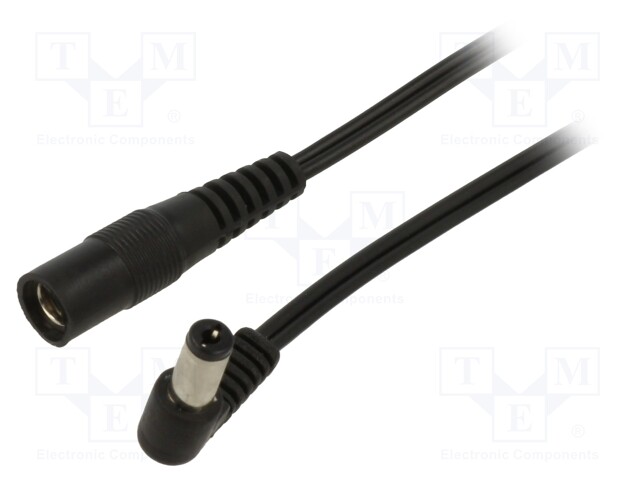 Cable; DC 5,5/2,1 socket,DC 5,5/2,5 plug; angled; 0.5mm2; black