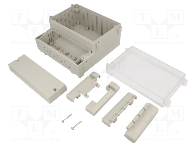 Enclosure: wall mounting; X: 166mm; Y: 161mm; Z: 93mm; ABS; grey; IP65