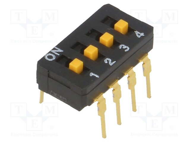 Switch: DIP-SWITCH; Poles number: 4; ON-OFF; 0.03A/30VDC; Pos: 2