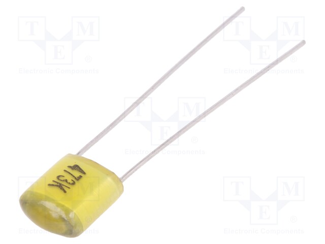 Capacitor: polyester; 47nF; 50VDC; Pitch: 5mm; ±10%; 7.5x4.5x9.5mm