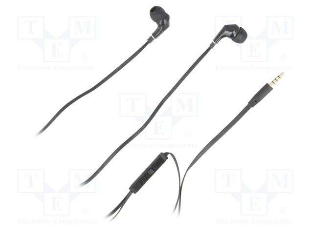 Headphones with microphone; black; Jack 3,5mm; in-ear; 32Ω; 105dB