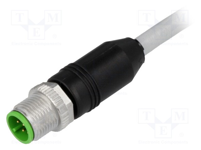 Connection lead; M12; PIN: 8; straight; 3m; plug; 30VAC; 2A; -20÷85°C