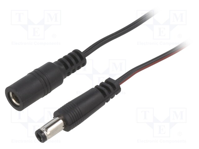 Cable; DC 5,5/2,5 plug,DC 5,5/2,5 socket; straight; 0.35mm2