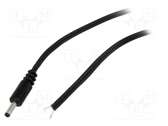Cable; wires,DC 1,3/3,5 plug; straight; 0.5mm2; black; 1.5m