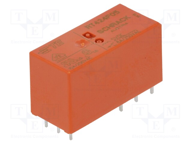 Relay: electromagnetic; DPDT; Ucoil: 5VDC; 8A/250VAC; 8A/30VDC; 8A