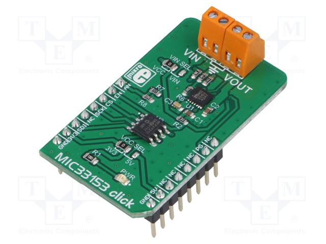 Click board; DC/DC converter; GPIO,SPI,analog; MIC33153