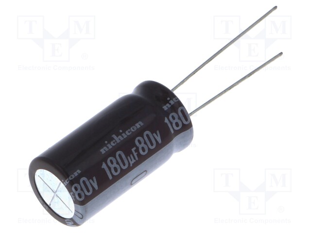 Capacitor: electrolytic; low impedance; THT; 180uF; 80VDC; ±20%