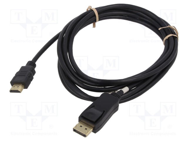 Cable; DisplayPort 1.2,HDMI 2.0; DisplayPort plug,HDMI plug; 3m