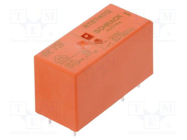 Relay: electromagnetic; SPDT; Ucoil: 12VDC; 10A/250VAC; 10A/24VDC