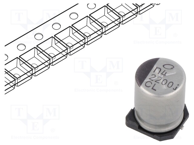 Capacitor: electrolytic; low ESR; SMD; 2200uF; 6.3VDC; Ø10x13.5mm