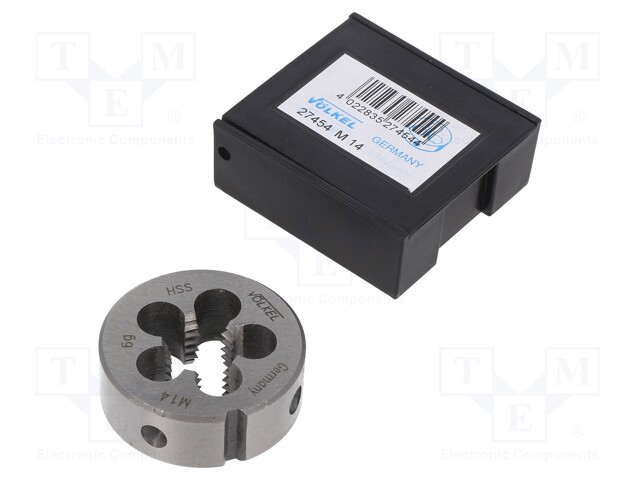 Threading die; HSS; M14; 2; Ø: 38mm; Thk: 14mm; Conform to: DIN 223