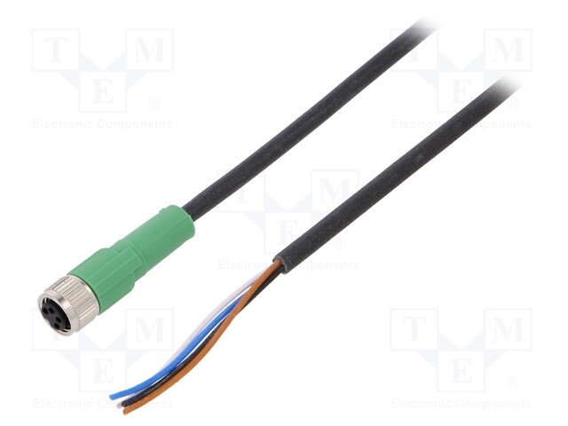 Connection lead; M8; PIN: 4; straight; 5m; plug; 30VAC; 4A; -25÷90°C