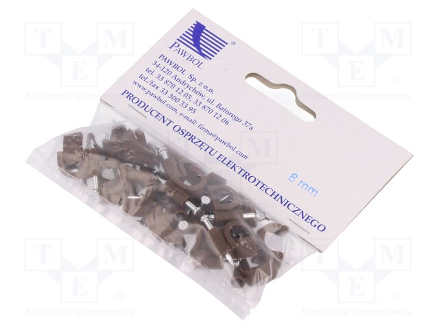 Holder; brown; Application: on round cable; 25pcs; with a nail