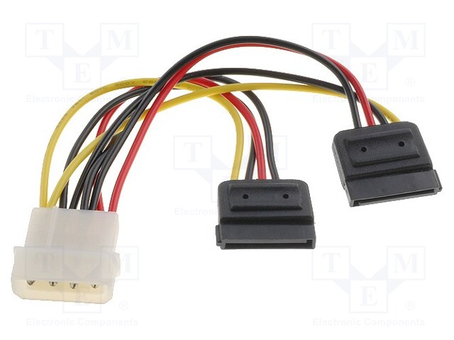 Transition: adapter; SATA plug x2,PC socket Molex; 0.15m