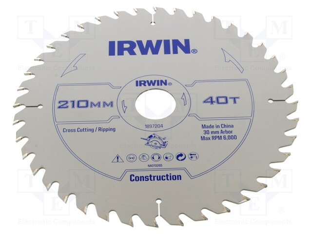 Circular saw; Ø: 210mm; Øhole: 30mm; Teeth: 40; wood