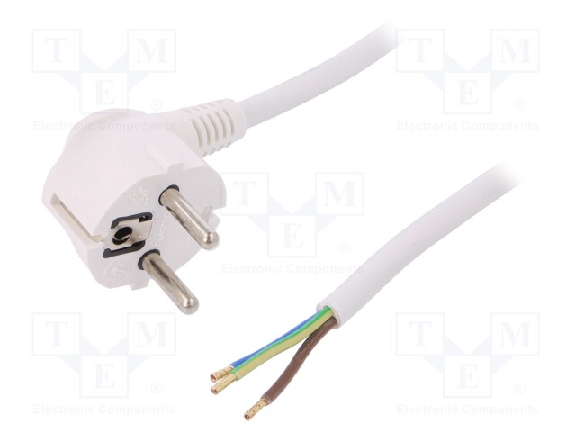 Cable; SCHUKO plug,CEE 7/7 (E/F) plug angled,wires; 1.5m; white