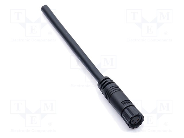 Connector: M8; 1m; female; PIN: 3; straight; plug; 3A; 60V; IP67