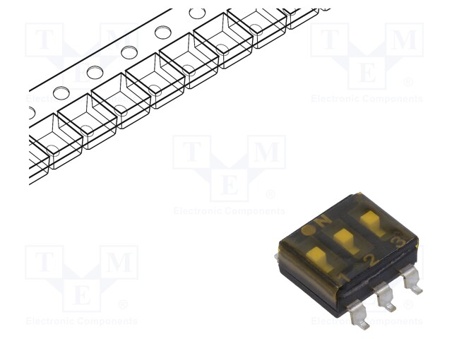 Switch: DIP-SWITCH; Poles number: 3; OFF-ON; 0.025A/24VDC; Pos: 2