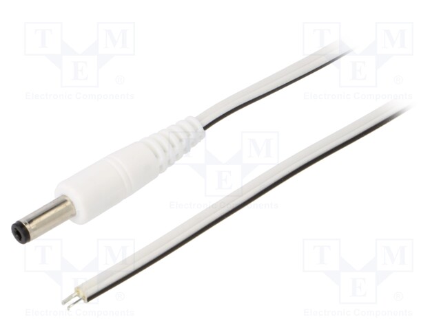 Cable; wires,DC 4,8/1,7 plug; straight; 0.5mm2; white; 0.5m