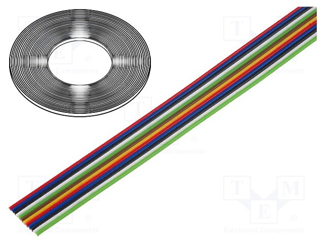 Wire: ribbon; stranded; Cu; 12x0,124mm2; unshielded; PVC; 150V; 50m