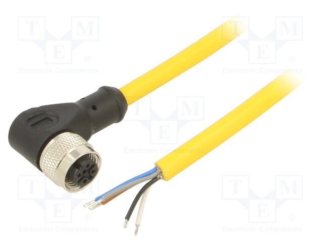 Connection lead; M12; PIN: 5; angled; plug; 250VAC; 4A; PVC; IP68