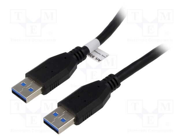 Cable; crossover,USB 3.0; USB A plug,both sides; 3m; black; 5Gbps