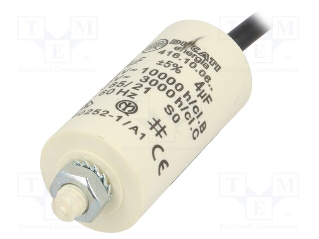 Capacitor: motors, run; 4uF; 425VAC; Ø28x55mm; -25÷85°C; ±5%