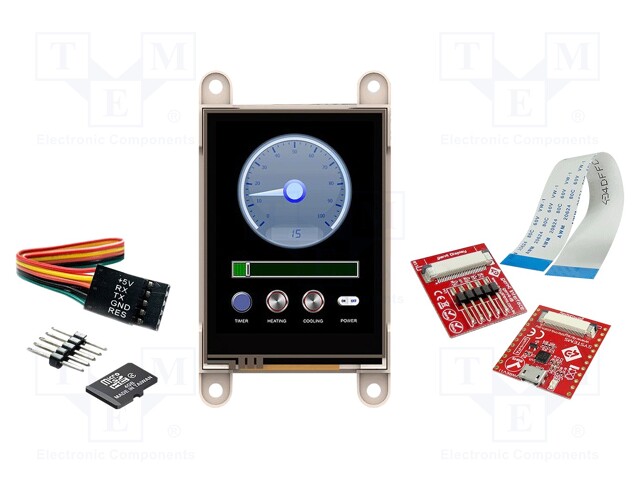 Dev.kit: with display; TFT; 2.4"; 240x320; Display: graphical; 14kB