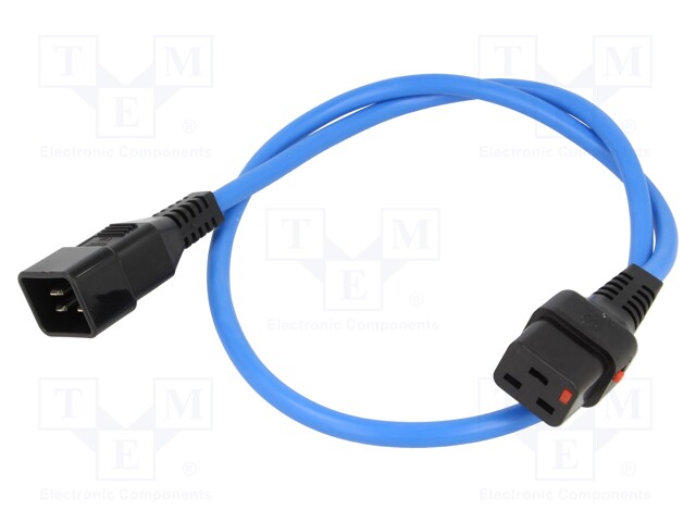 Cable; IEC C19 female,IEC C20 male; 1m; with IEC LOCK locking