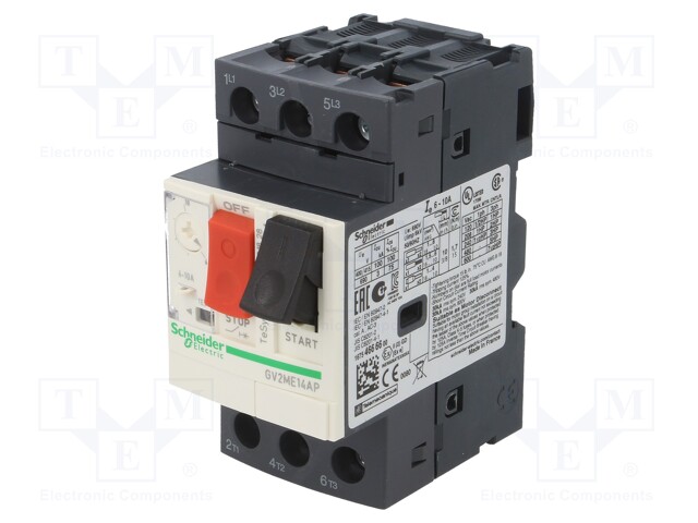 Motor breaker; 3/4kW; 230÷690VAC; DIN; Overcurrent release: 6÷10A