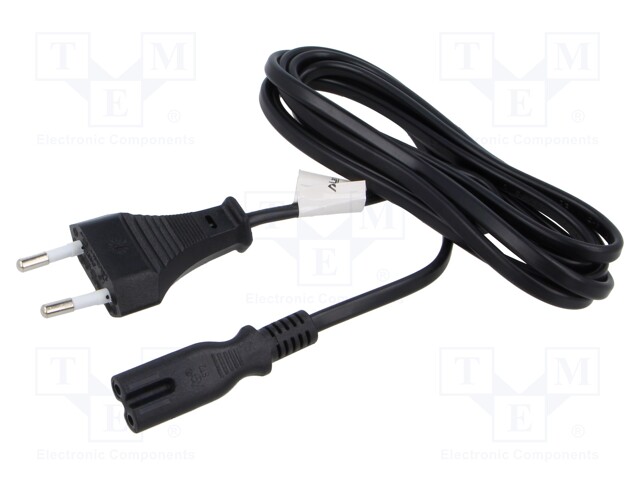 Cable; CEE 7/16 (C) plug,IEC C7 female; PVC; Len: 1.8m; black