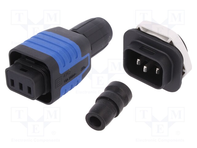 Connector: AC supply; soldering,screw terminal; male + female