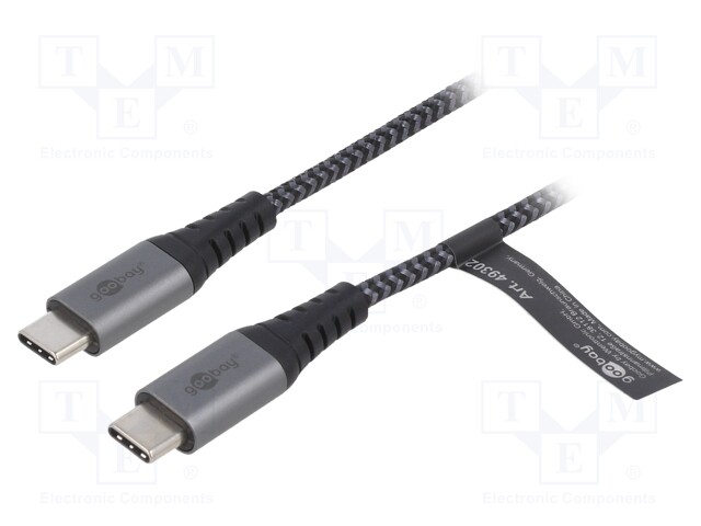 Cable; USB 2.0; both sides,USB C plug; 1m; 480Mbps